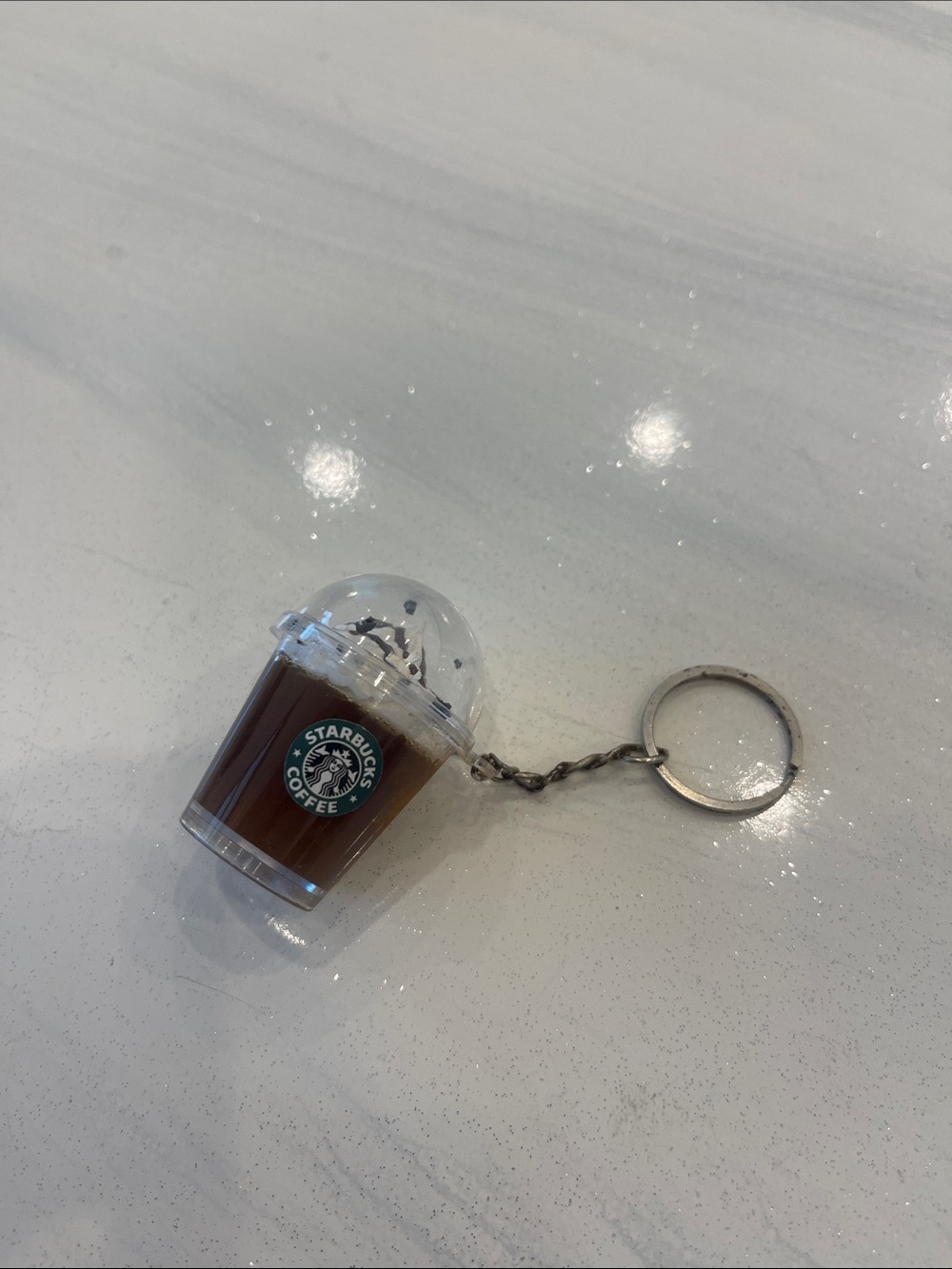 Starbucks Brown & Clear Mini Cup Keychain with Silver Ring